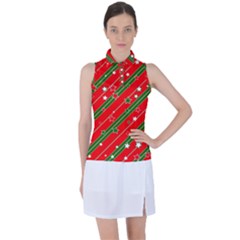 Christmas Paper Star Texture Women s Sleeveless Polo Tee by Ndabl3x