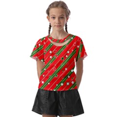 Christmas Paper Star Texture Kids  Front Cut Tee by Ndabl3x