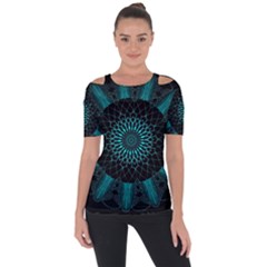 Ornament District Turquoise Shoulder Cut Out Short Sleeve Top by Ndabl3x