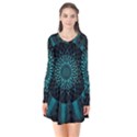 Ornament District Turquoise Long Sleeve V-neck Flare Dress View1