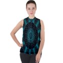 Ornament District Turquoise Mock Neck Chiffon Sleeveless Top View1