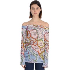 Map Europe Globe Countries States Off Shoulder Long Sleeve Top by Ndabl3x