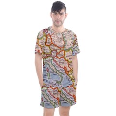 Map Europe Globe Countries States Men s Mesh Tee And Shorts Set