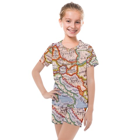 Map Europe Globe Countries States Kids  Mesh Tee And Shorts Set by Ndabl3x