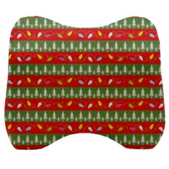 Christmas Papers Red And Green Velour Head Support Cushion by Ndabl3x