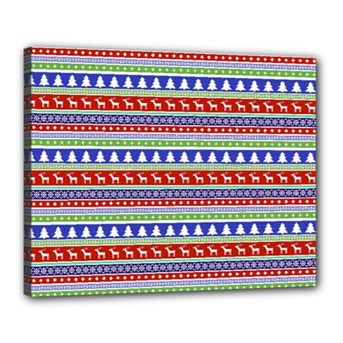 Christmas Color Stripes Pattern Canvas 20  X 16  (stretched) by Ndabl3x