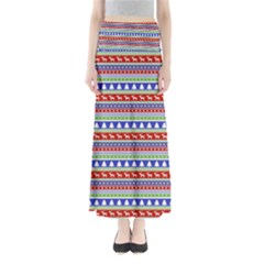 Christmas Color Stripes Pattern Full Length Maxi Skirt by Ndabl3x