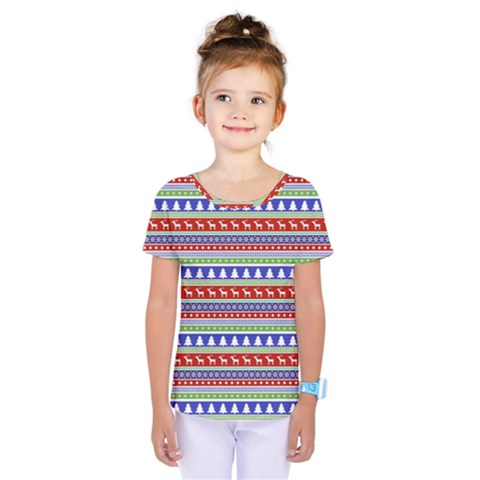 Christmas Color Stripes Pattern Kids  One Piece Tee by Ndabl3x