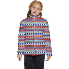 Christmas Color Stripes Pattern Kids  Puffer Bubble Jacket Coat