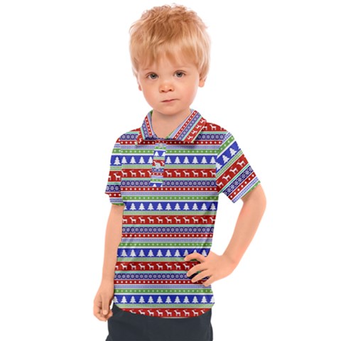 Christmas Color Stripes Pattern Kids  Polo Tee by Ndabl3x