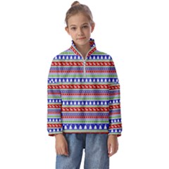 Christmas Color Stripes Pattern Kids  Half Zip Hoodie