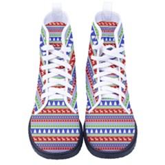 Christmas Color Stripes Pattern Men s High-top Canvas Sneakers by Ndabl3x