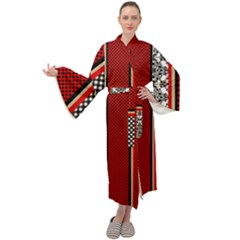 Background Damask Red Black Maxi Velvet Kimono by Ndabl3x