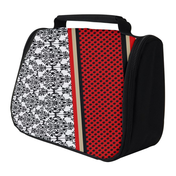 Background Damask Red Black Full Print Travel Pouch (Small)