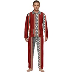 Background Damask Red Black Men s Long Sleeve Velvet Pocket Pajamas Set by Ndabl3x