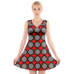 Dart Board Target Game V-neck Sleeveless Dress by Ndabl3x