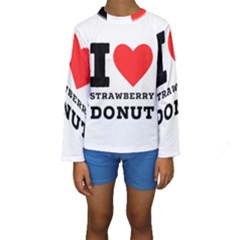 I Love Strawberry Donut Kids  Long Sleeve Swimwear by ilovewhateva