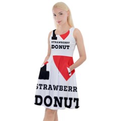 I Love Strawberry Donut Knee Length Skater Dress With Pockets by ilovewhateva
