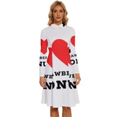 I Love Strawberry Donut Long Sleeve Shirt Collar A-line Dress by ilovewhateva