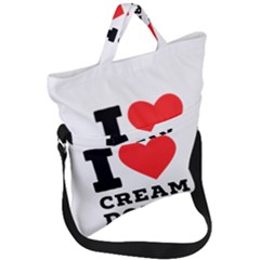 I Love Cream Donut  Fold Over Handle Tote Bag by ilovewhateva