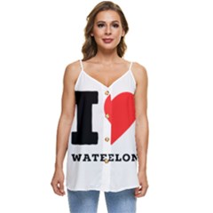 I Love Watermelon  Casual Spaghetti Strap Chiffon Top by ilovewhateva