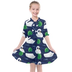 Swan Pattern Elegant Design Kids  All Frills Chiffon Dress by Vaneshart