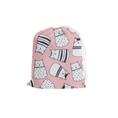 Cute Cats Cartoon Seamless-pattern Drawstring Pouch (medium)