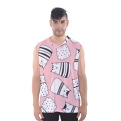 Cute Cats Cartoon Seamless-pattern Men s Basketball Tank Top by Vaneshart