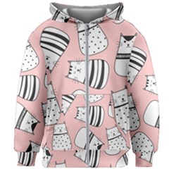 Cute Cats Cartoon Seamless-pattern Kids  Zipper Hoodie Without Drawstring by Vaneshart