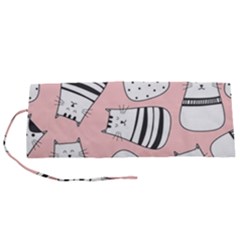 Cute Cats Cartoon Seamless-pattern Roll Up Canvas Pencil Holder (s) by Vaneshart