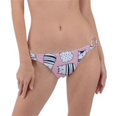 Cute Cats Cartoon Seamless-pattern Ring Detail Bikini Bottoms