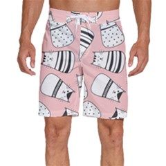 Cute Cats Cartoon Seamless-pattern Men s Beach Shorts