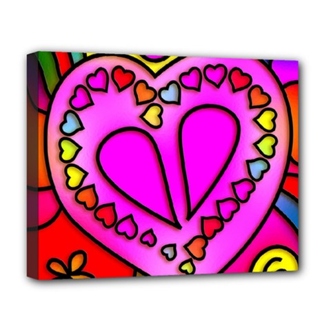 Stained Glass Love Heart Deluxe Canvas 20  X 16  (stretched) by Vaneshart