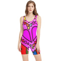 Stained Glass Love Heart Women s Wrestling Singlet by Vaneshart