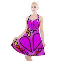 Stained Glass Love Heart Halter Party Swing Dress  by Vaneshart