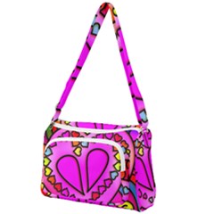 Stained Glass Love Heart Front Pocket Crossbody Bag by Vaneshart