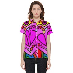 Stained Glass Love Heart Short Sleeve Pocket Shirt by Vaneshart