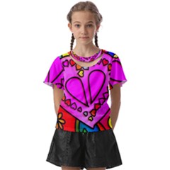 Stained Glass Love Heart Kids  Front Cut Tee by Vaneshart