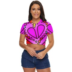 Stained Glass Love Heart Side Button Cropped Tee