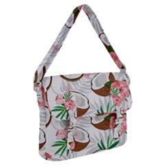 Seamless Pattern Coconut Piece Palm Leaves With Pink Hibiscus Buckle Messenger Bag by Vaneshart