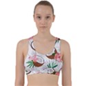 Seamless Pattern Coconut Piece Palm Leaves With Pink Hibiscus Back Weave Sports Bra View1
