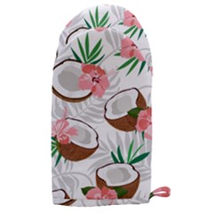 Seamless Pattern Coconut Piece Palm Leaves With Pink Hibiscus Microwave Oven Glove by Vaneshart