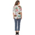 Seamless Pattern Coconut Piece Palm Leaves With Pink Hibiscus Zip Up Long Sleeve Blouse View4