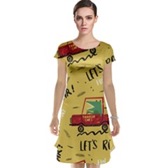 Childish-seamless-pattern-with-dino-driver Cap Sleeve Nightdress by Vaneshart