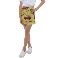 Childish-seamless-pattern-with-dino-driver Kids  Tennis Skirt