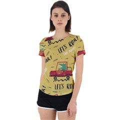 Childish-seamless-pattern-with-dino-driver Back Cut Out Sport Tee