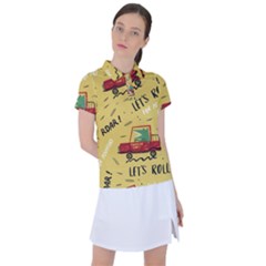 Childish-seamless-pattern-with-dino-driver Women s Polo Tee