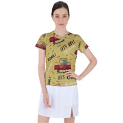 Childish-seamless-pattern-with-dino-driver Women s Sports Top