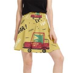 Childish-seamless-pattern-with-dino-driver Waistband Skirt