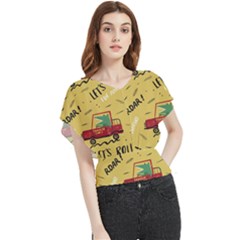 Childish-seamless-pattern-with-dino-driver Butterfly Chiffon Blouse